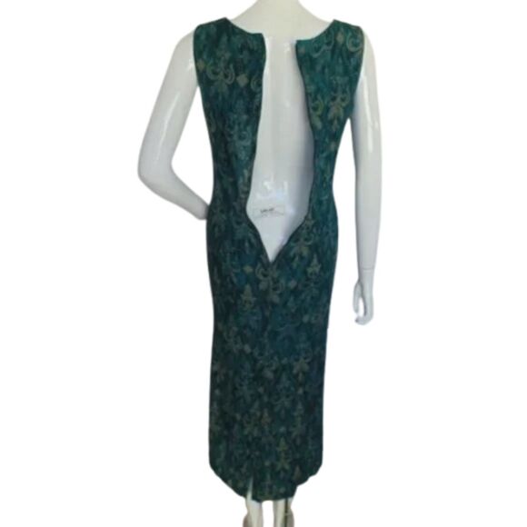 Karin Stevens Dress Set, 8, 2 pc, Cropped Jacket, Green/Tan Baroque print - Picture 9 of 15